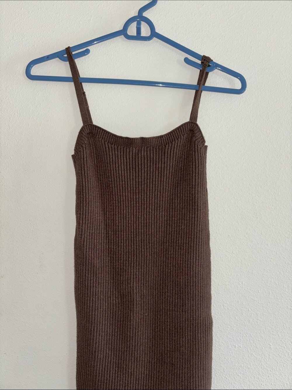 Astr Ribbed Knit Midi Dress in Brown